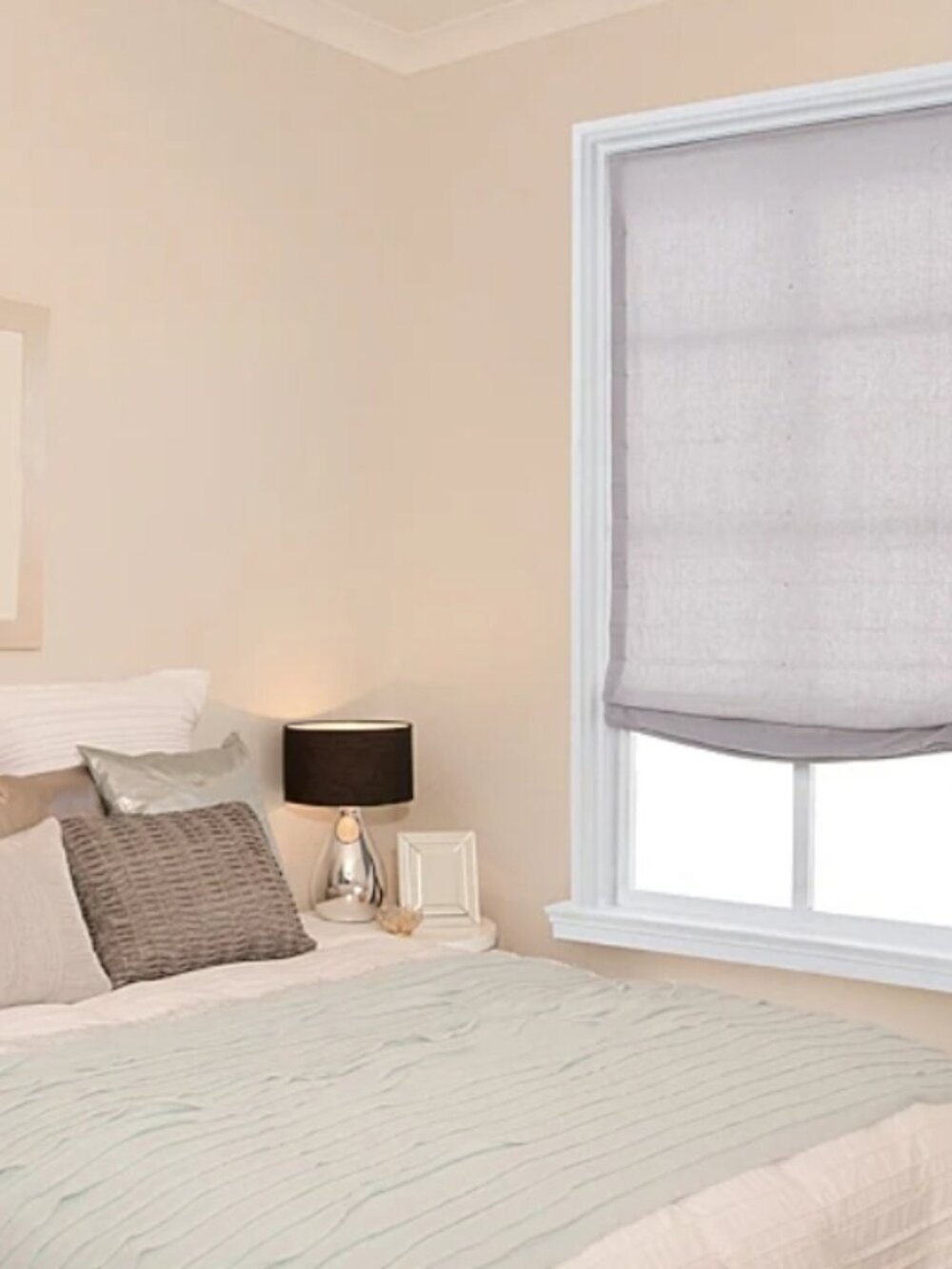 Cordless Linen Relaxed Roman Shade Gray 27'' x 64'' Room Darkening